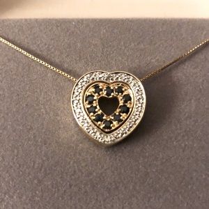 18kt Gold over Sterling Silver Sapphire & Diamond Accent Heart Pendant Necklace